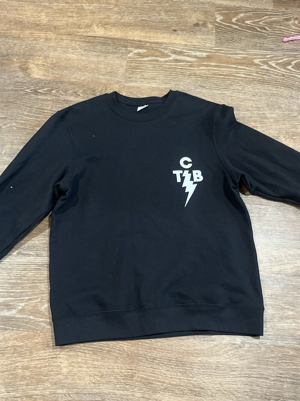 Elvis Presley Black Crewneck Sweatshirt Medium Lightning Bolt Graphic Rock Music